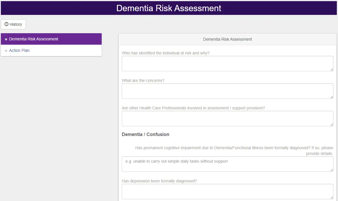 Dementia risk assessment example