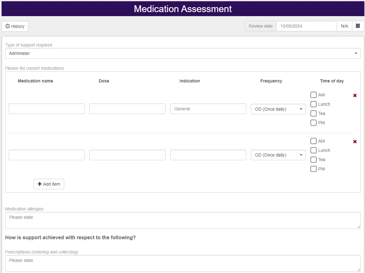 Medication risk assessment example
