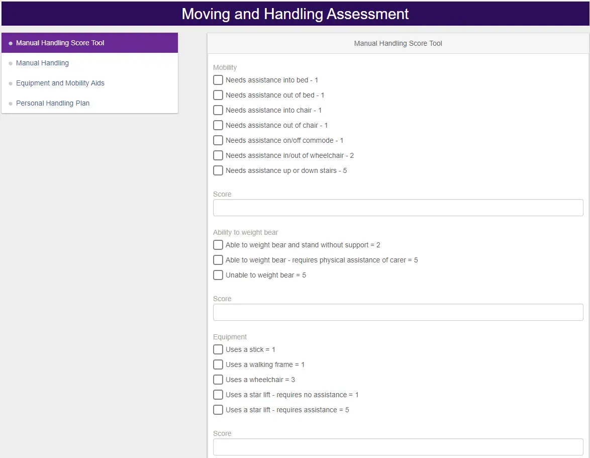 Moving and handling risk assessment example