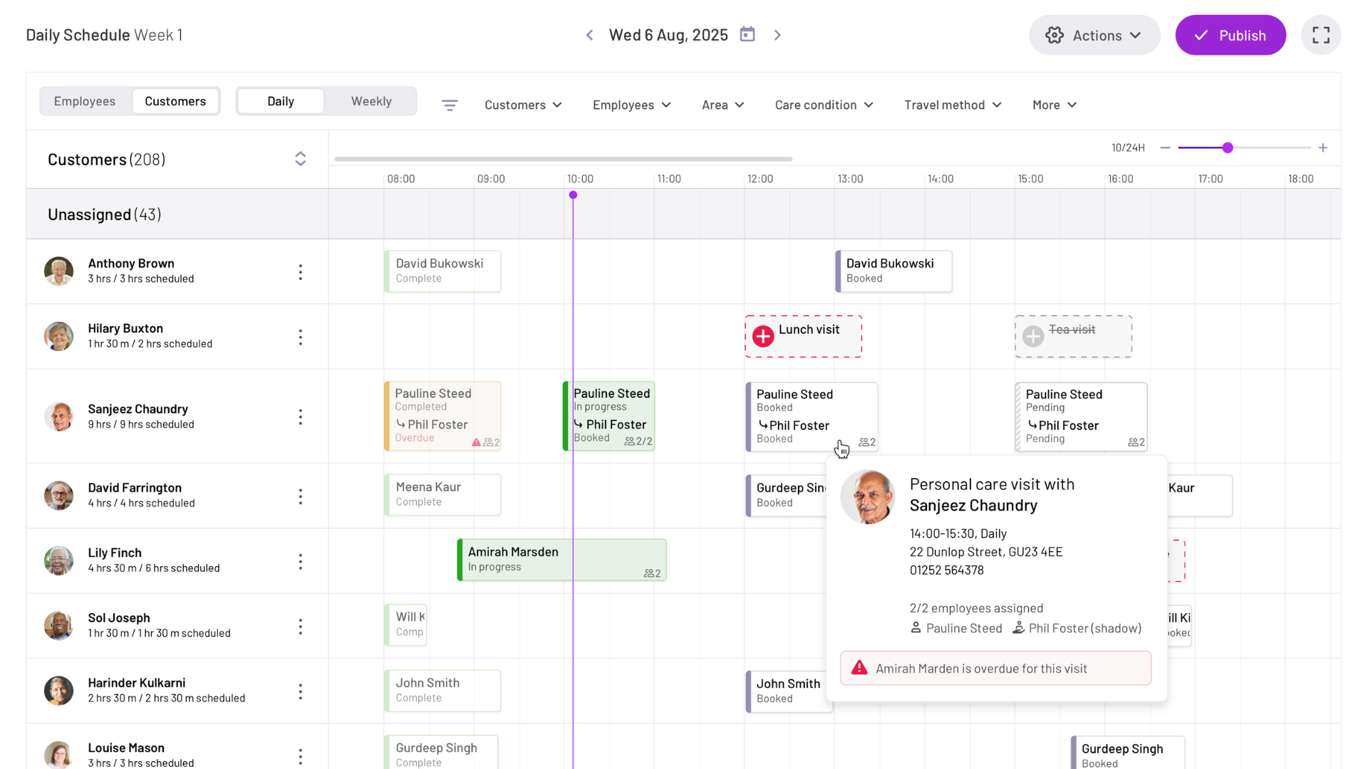 The PASS daily schedule view
