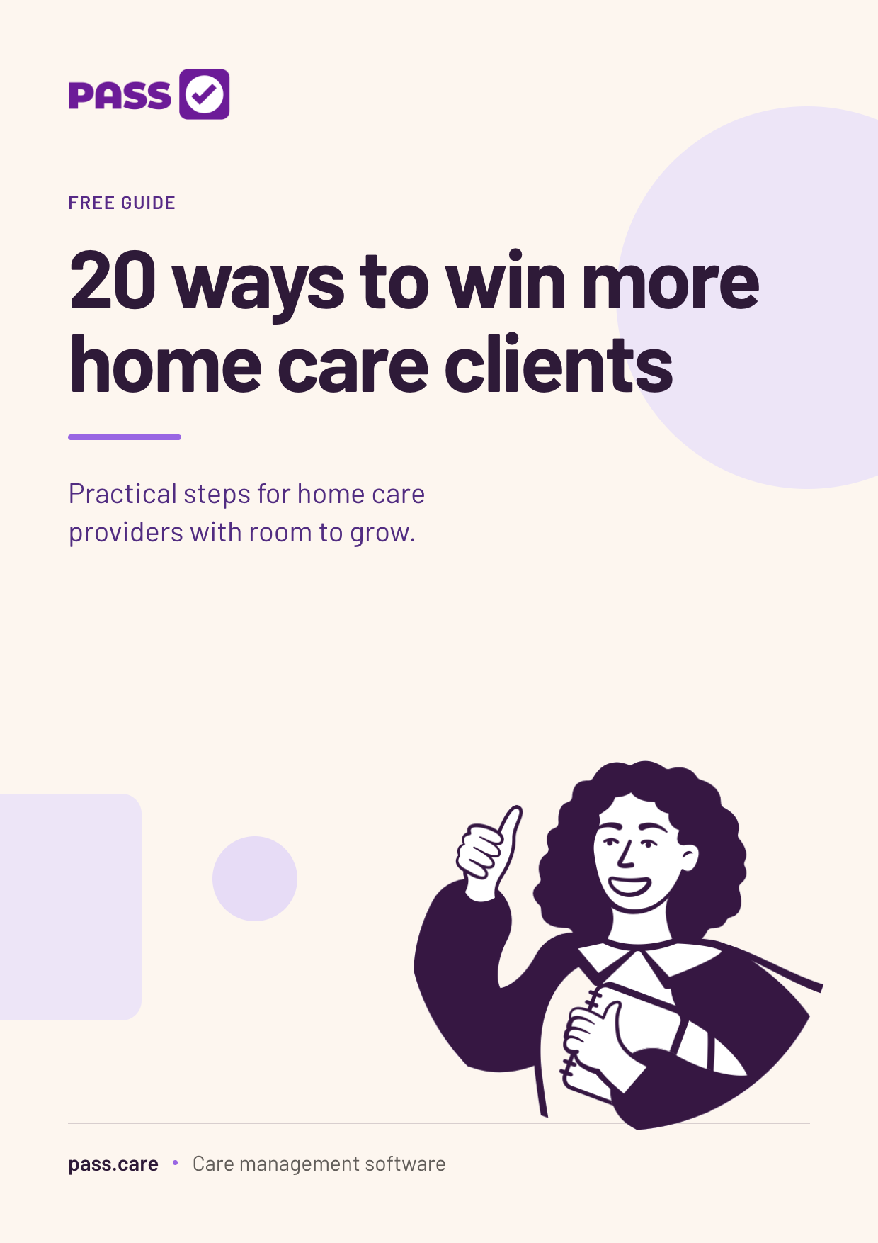 Cover of the PASS guide: 20 ways to win more home care clients.